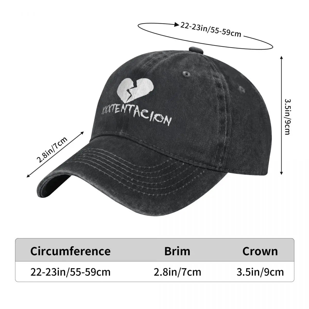 X-XXXTentacions USA Singer Washed Baseball Cap Heart Trendy Trucker Dad Hat Summer Couple Women Kpop Rock Sunscreen Snapback Cap